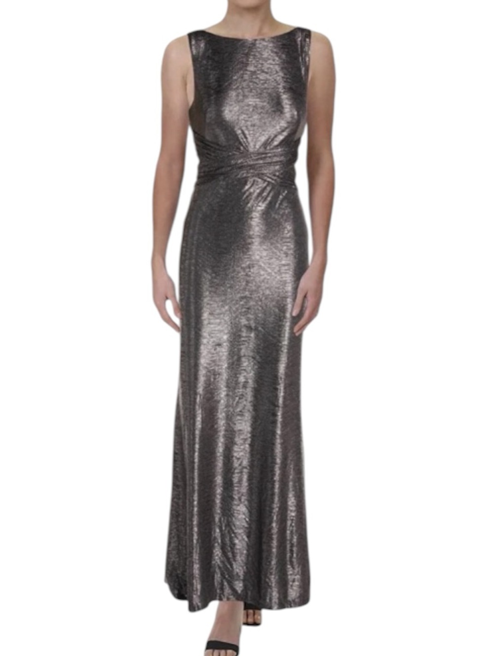 NWT Lauren Ralph Lauren Metallic Silver Maxi Dress 10 - Picture 10 of 10